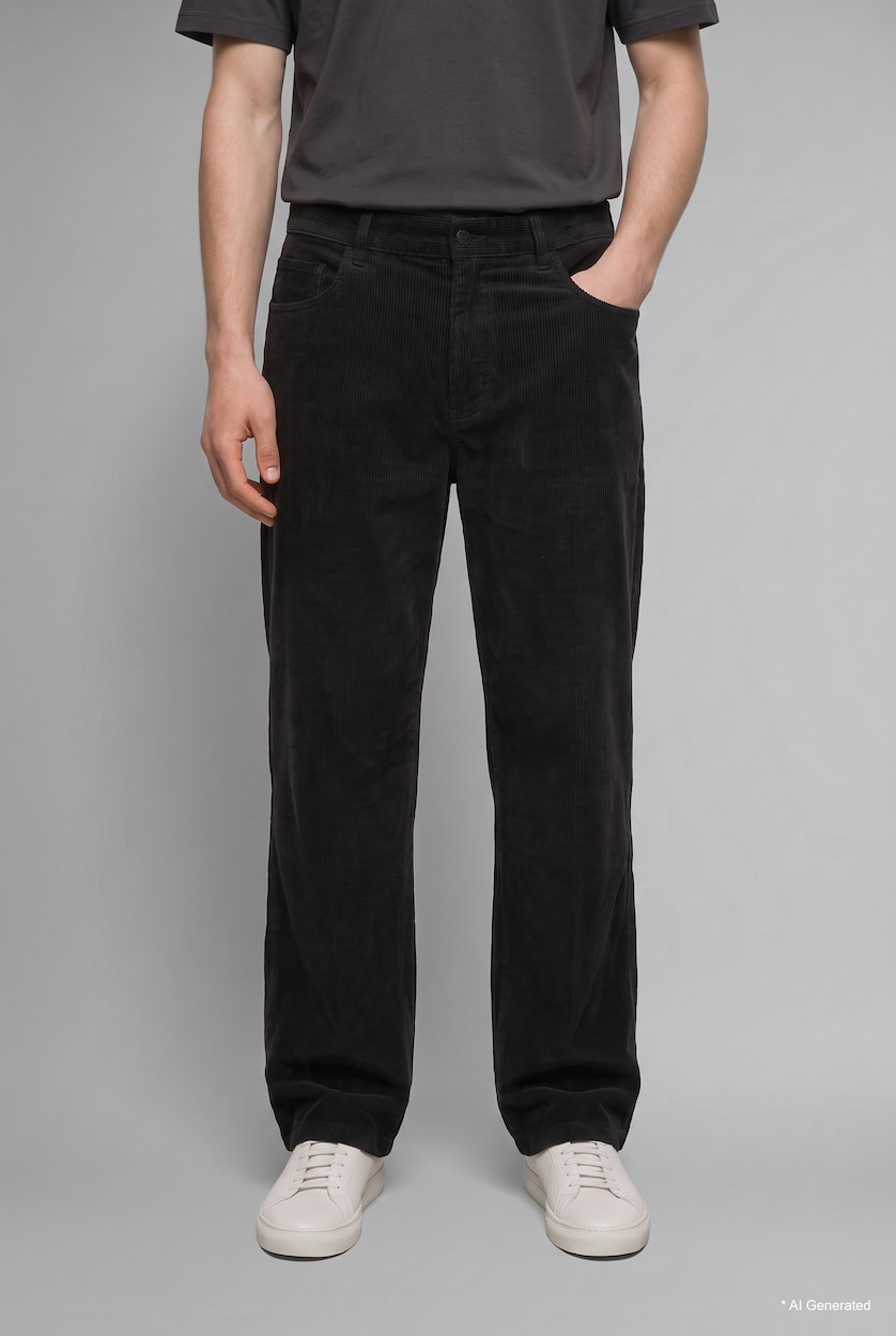 MAN Anthracite Baggy Fit Mid Waist Wide Leg Trousers