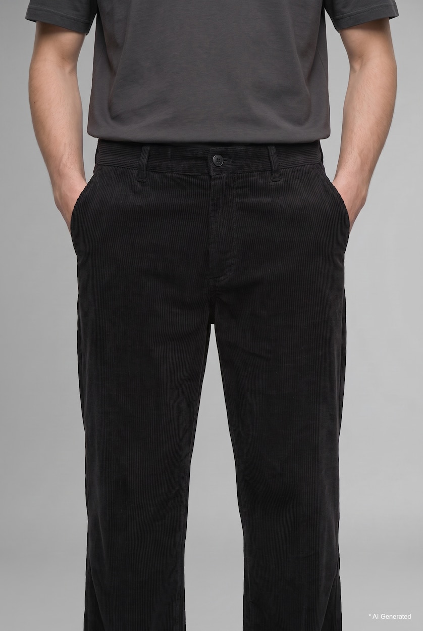 MAN Anthracite Baggy Fit Mid Waist Wide Leg Trousers