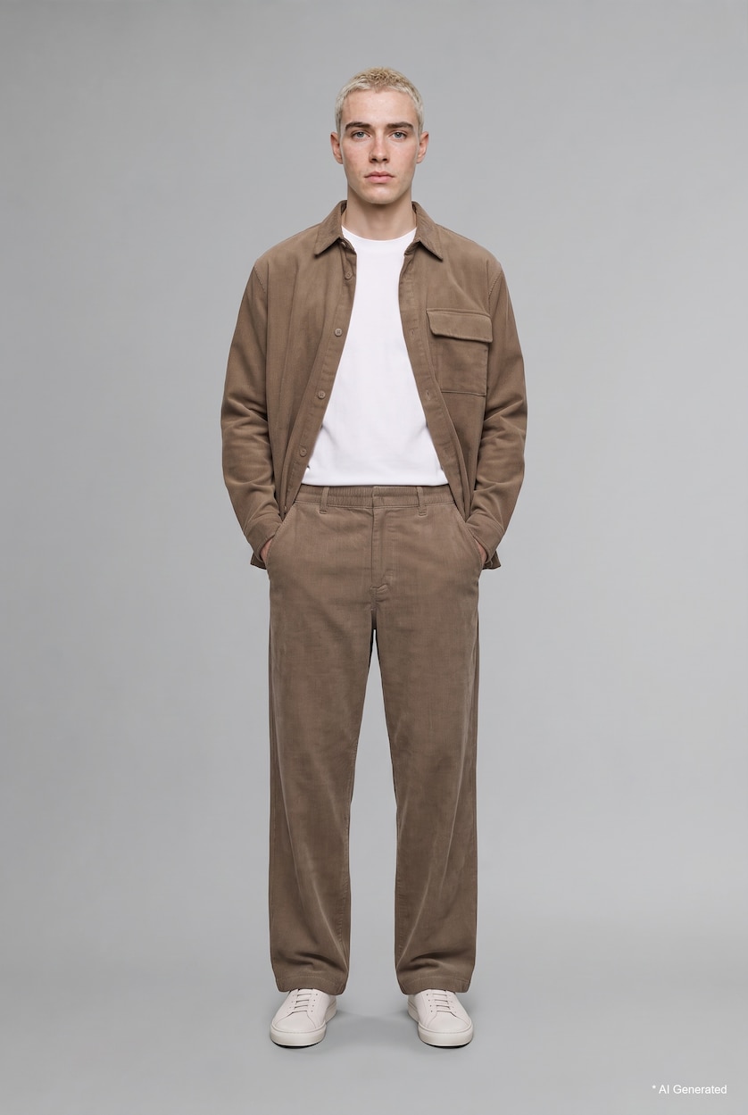 MAN Light Grey Baggy Fit Mid Waist Wide Leg Trousers