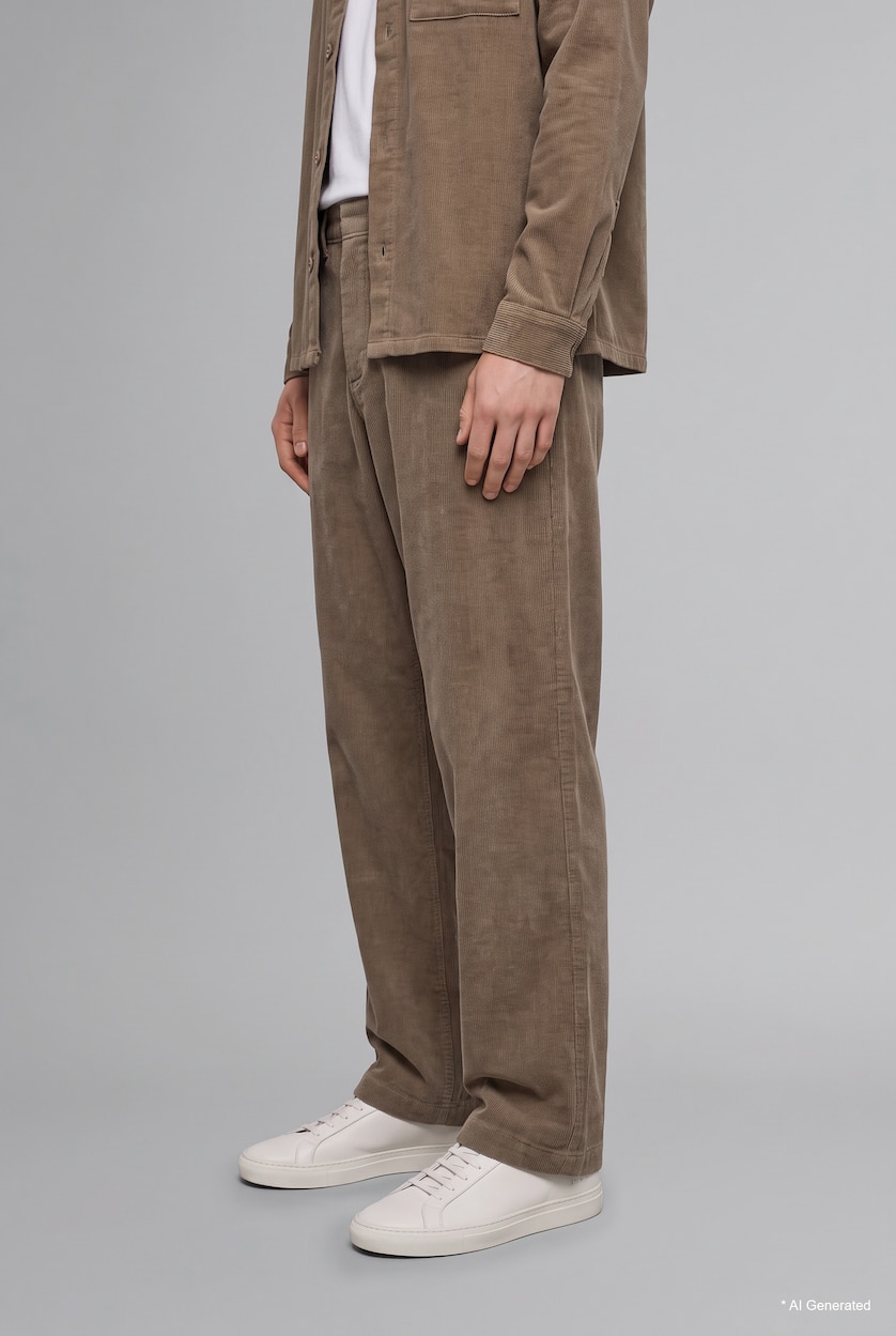 MAN Light Grey Baggy Fit Mid Waist Wide Leg Trousers