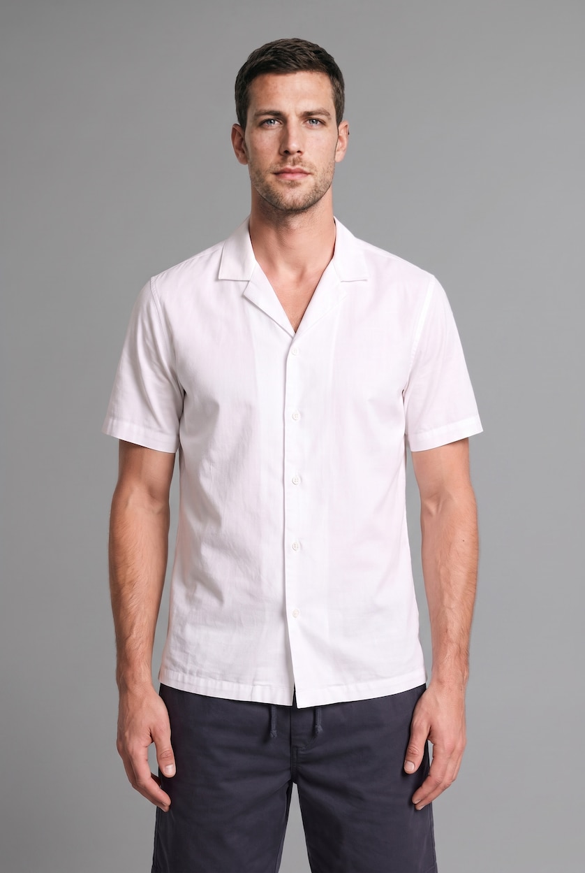 MAN Ecru Regular Fit Cotton Short Sleeve Shirt