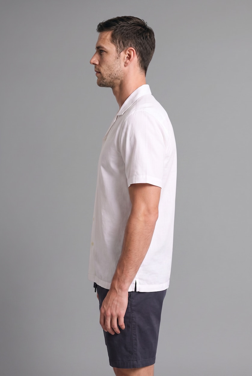 MAN Ecru Regular Fit Cotton Short Sleeve Shirt