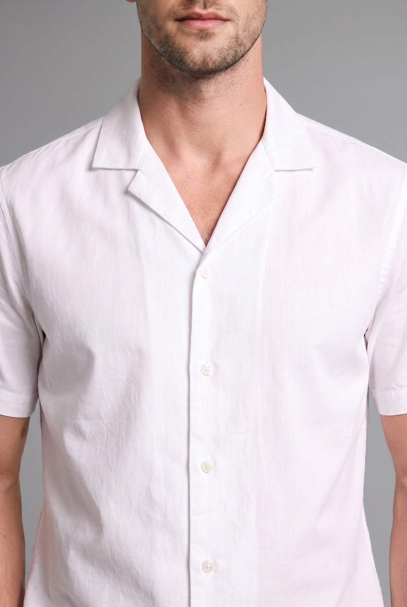 MAN Ecru Regular Fit Cotton Short Sleeve Shirt