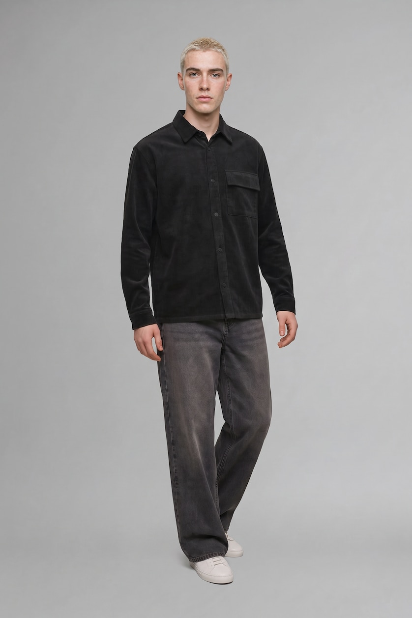 MAN Anthracite Boxy Fit Cotton Long Sleeve Shirt