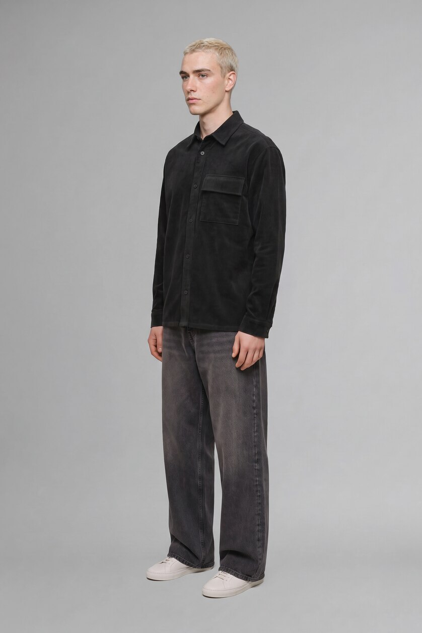 MAN Anthracite Boxy Fit Cotton Long Sleeve Shirt