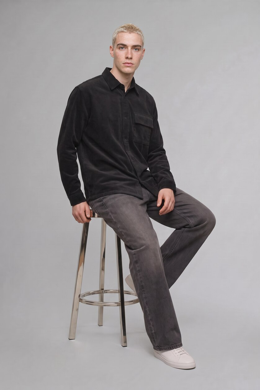 MAN Anthracite Boxy Fit Cotton Long Sleeve Shirt