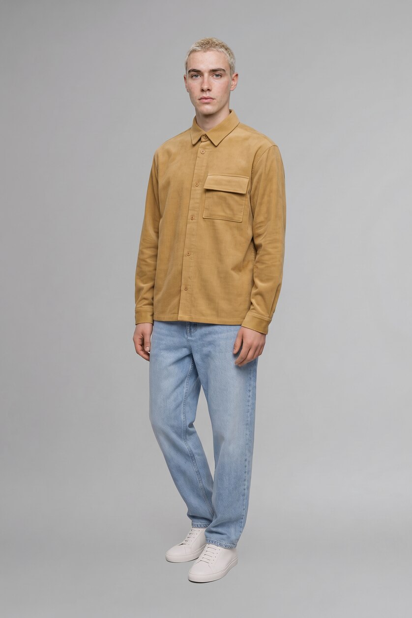 Men Vison Boxy Fit Cotton Long Sleeve Shirt