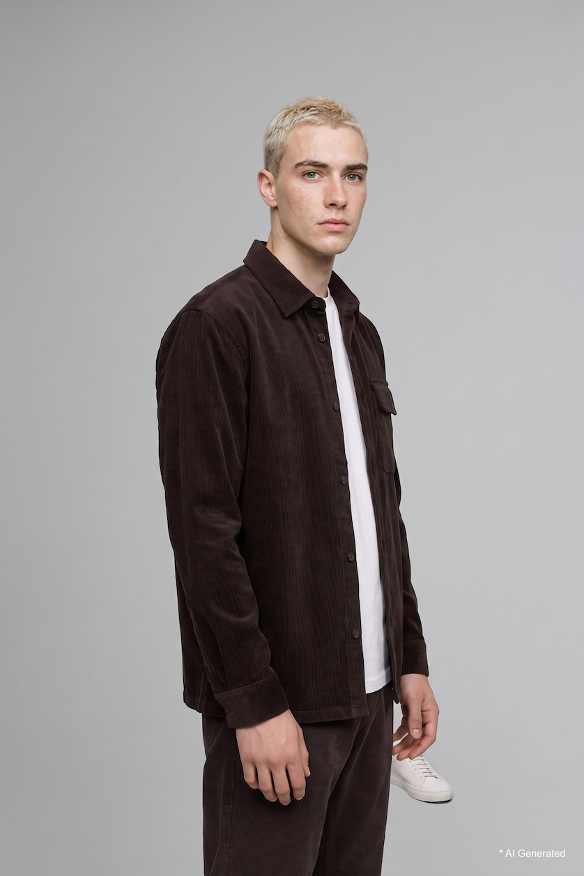 Men Brown Boxy Fit Cotton Long Sleeve Shirt
