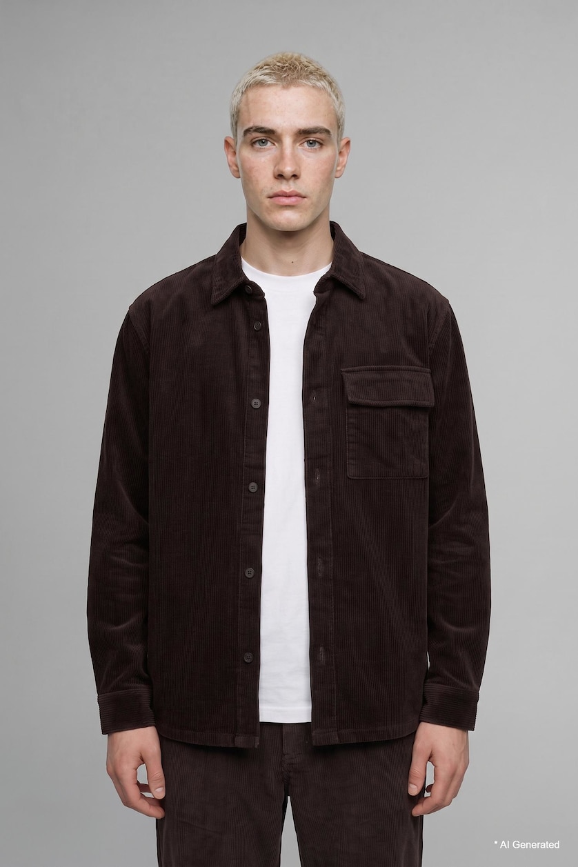 MAN Brown Boxy Fit Cotton Long Sleeve Shirt