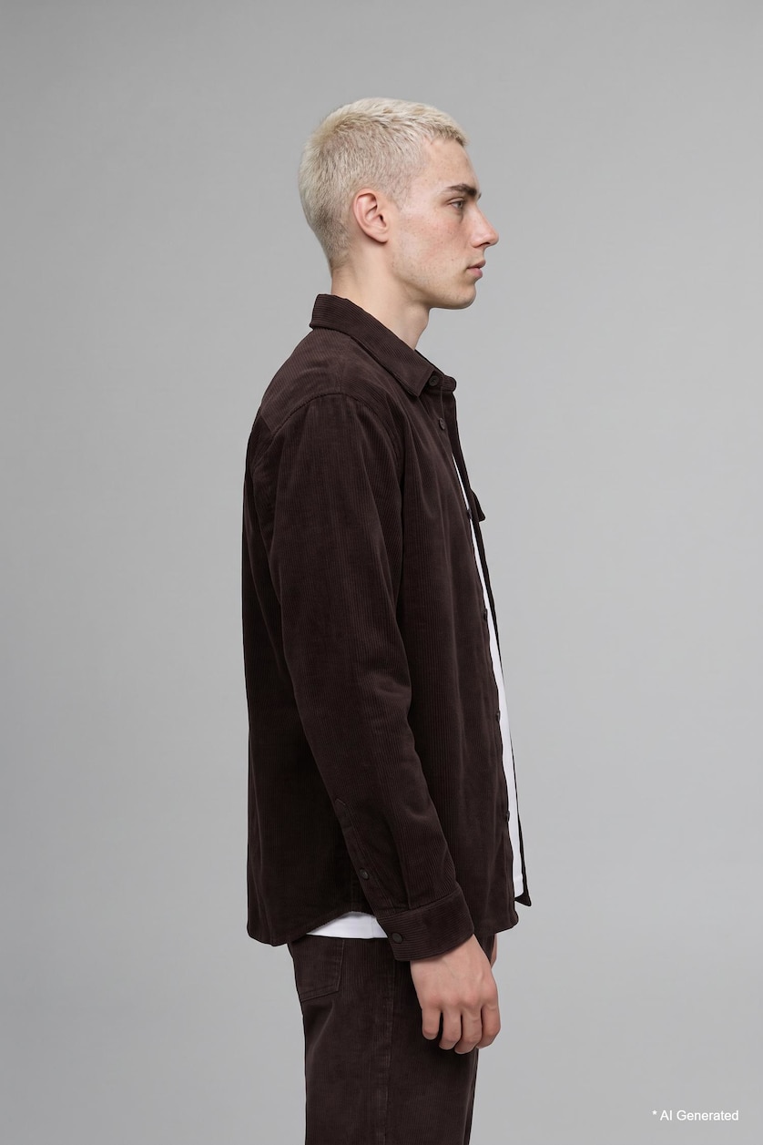 MAN Brown Boxy Fit Cotton Long Sleeve Shirt