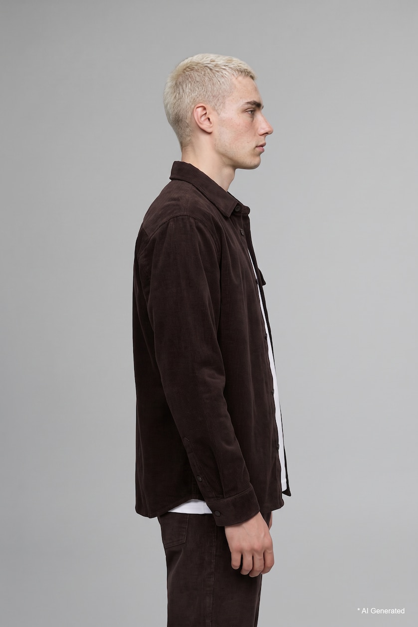 Men Brown Boxy Fit Cotton Long Sleeve Shirt