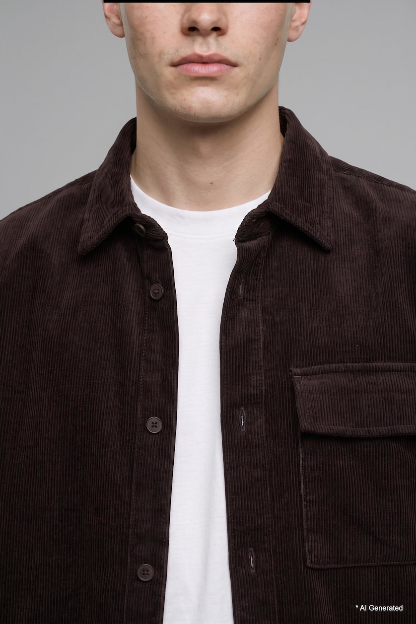 MAN Brown Boxy Fit Cotton Long Sleeve Shirt