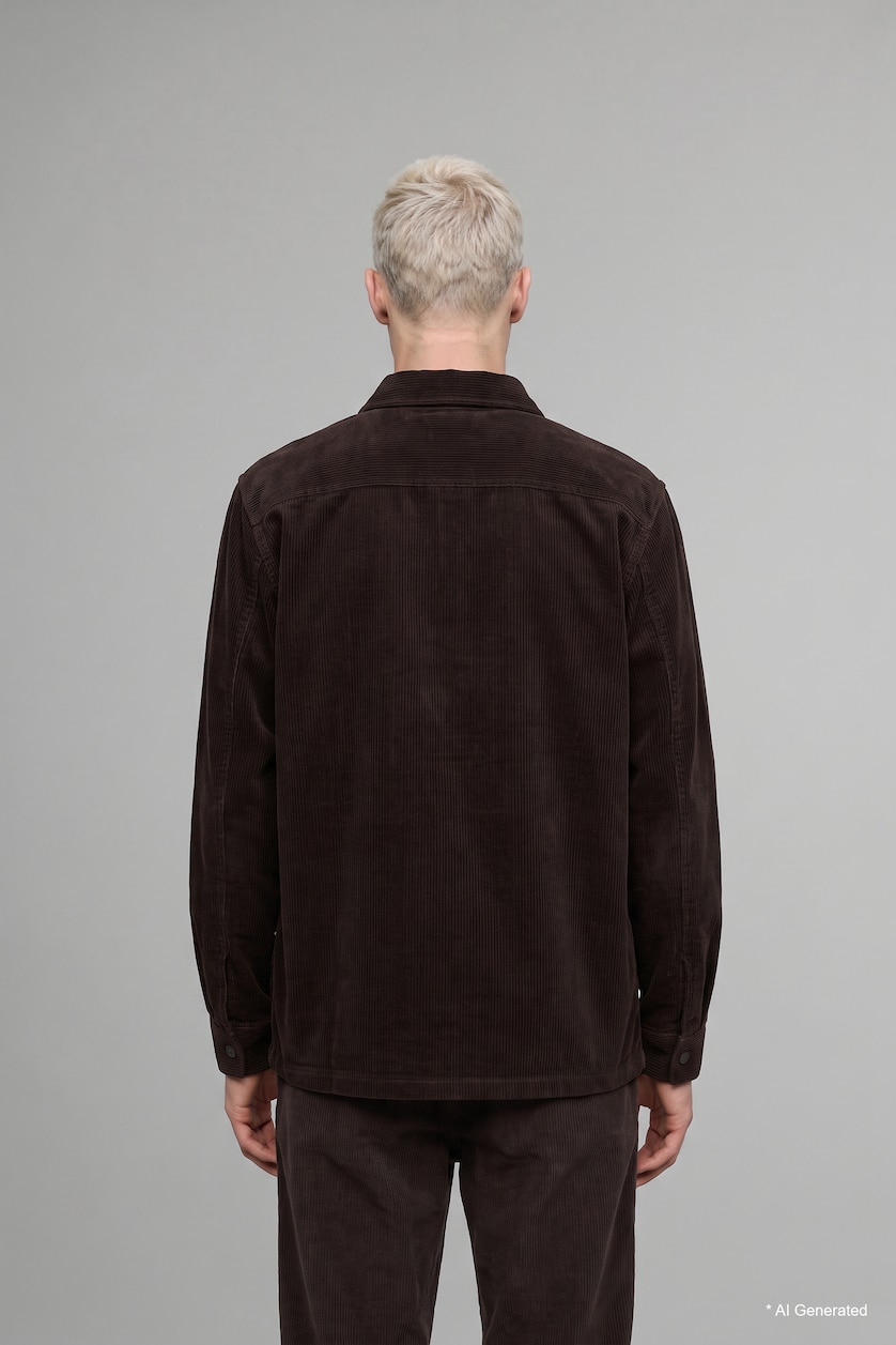 Men Brown Boxy Fit Cotton Long Sleeve Shirt