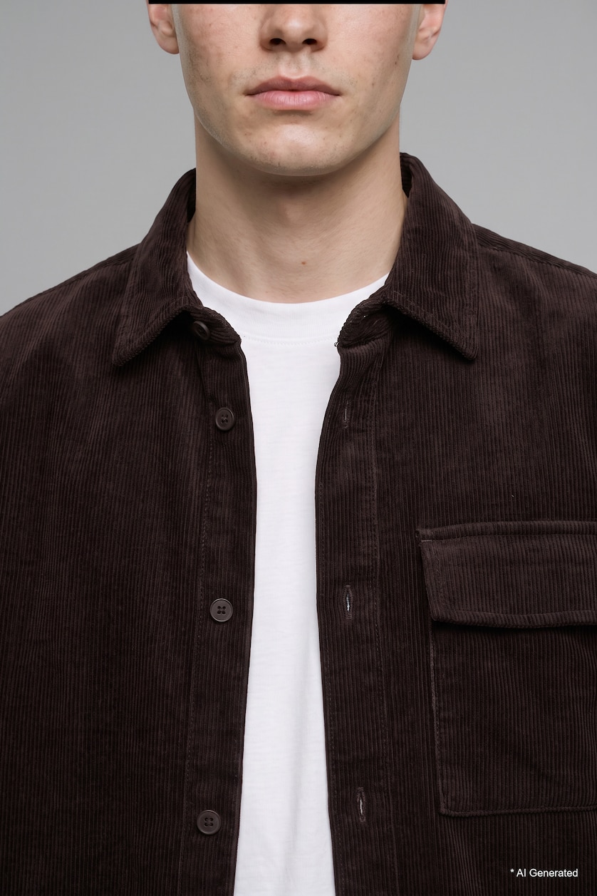 Men Brown Boxy Fit Cotton Long Sleeve Shirt