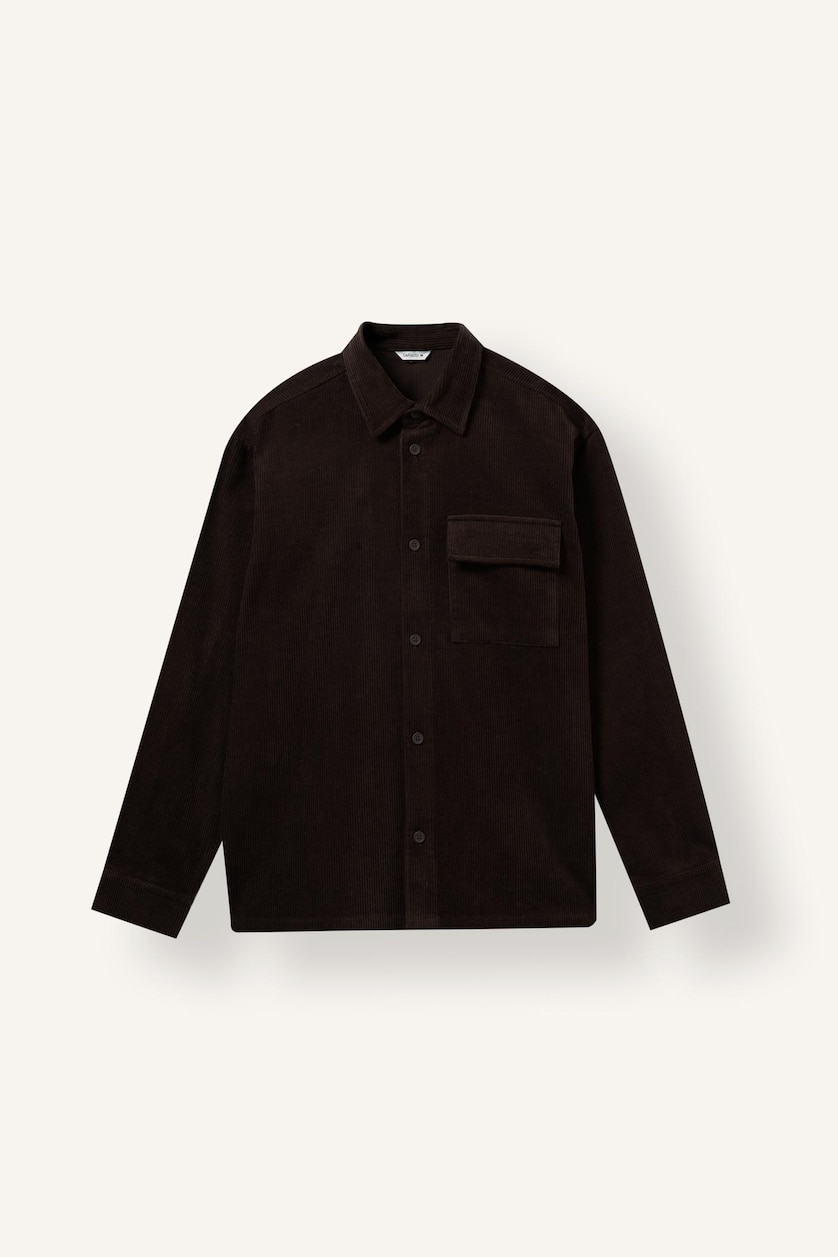 Men Brown Boxy Fit Cotton Long Sleeve Shirt