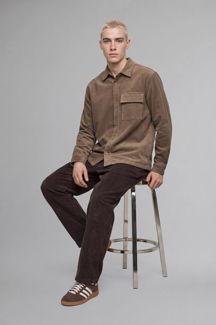 MAN Light Grey Boxy Fit Cotton Long Sleeve Shirt
