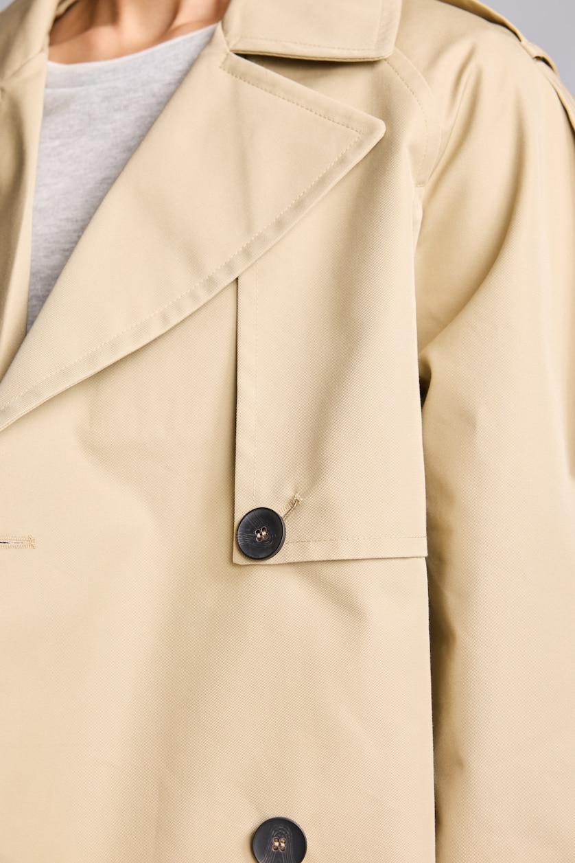 Kadın Ekru Relaxed Fit Kısa Trençkot