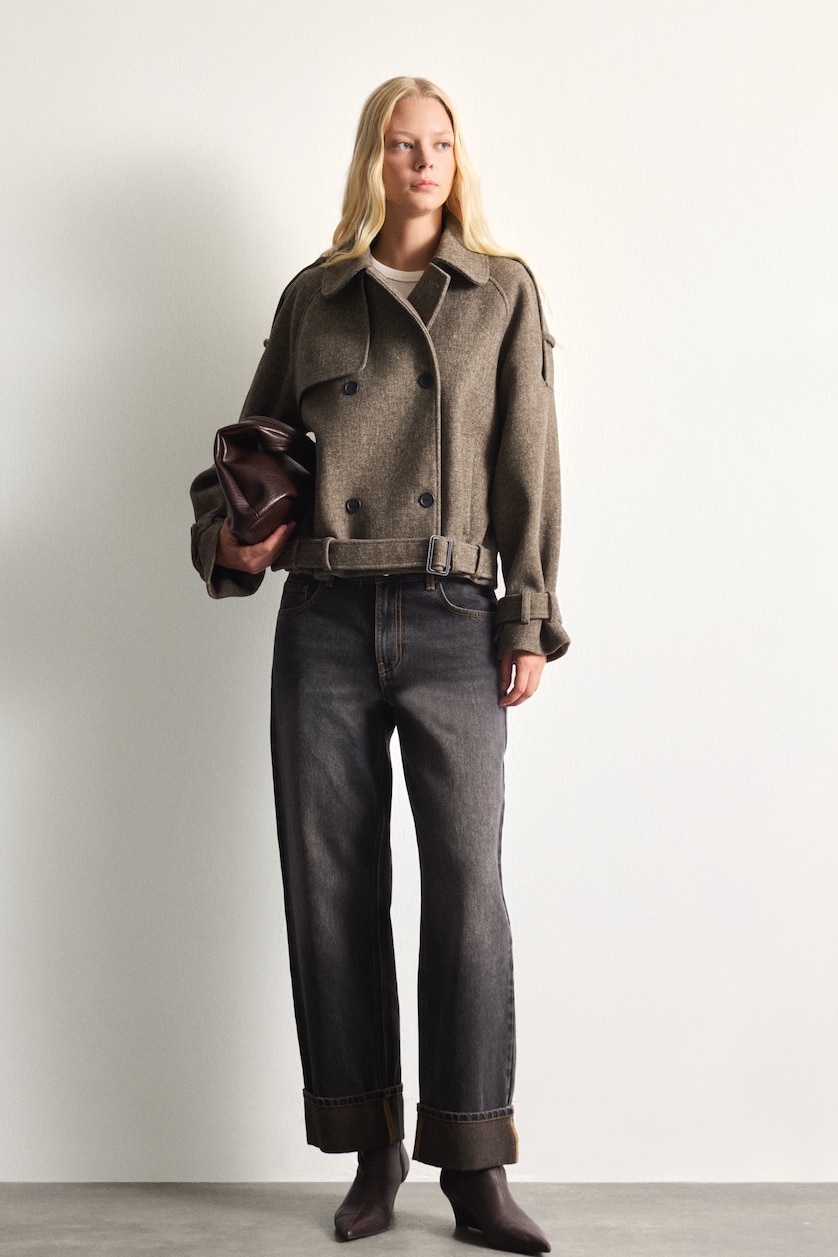 Women Brown Double Button Cachet