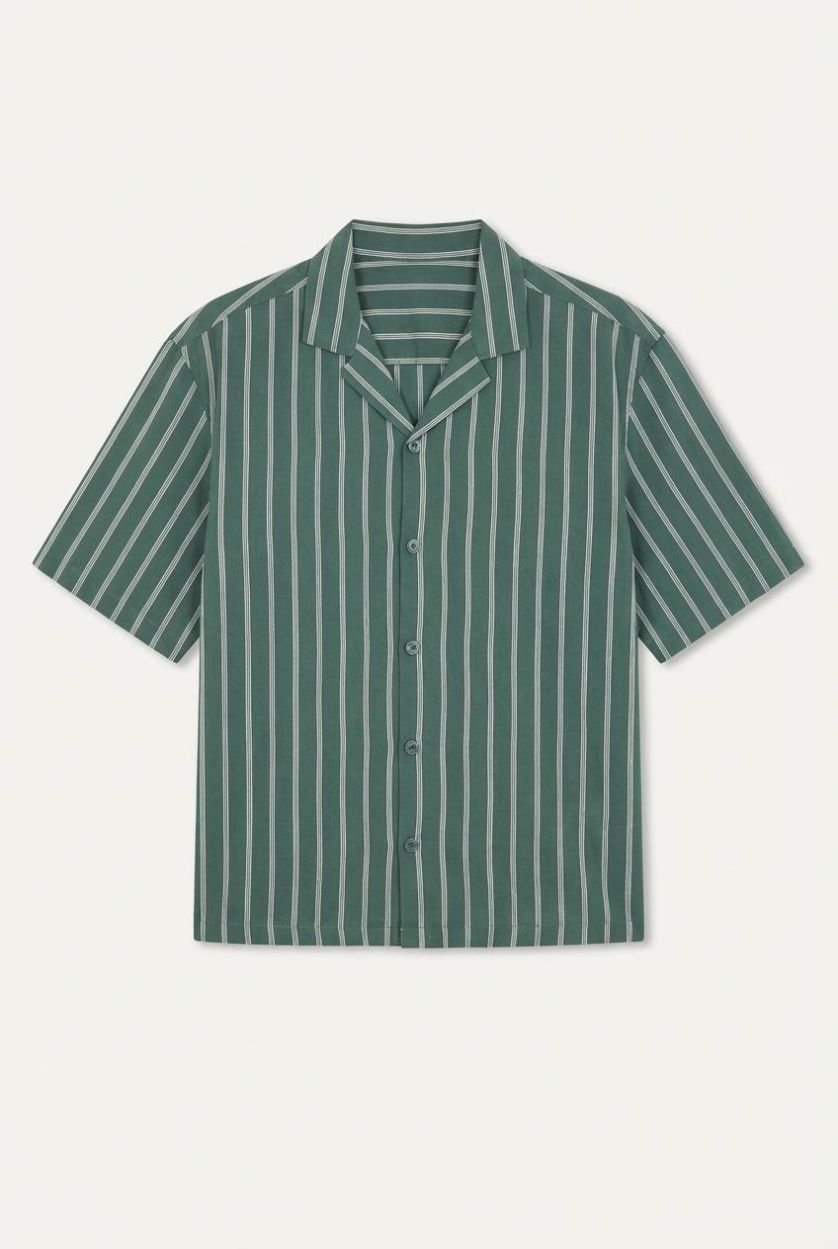 HOMME Vert Chemise boxy à manches courtes