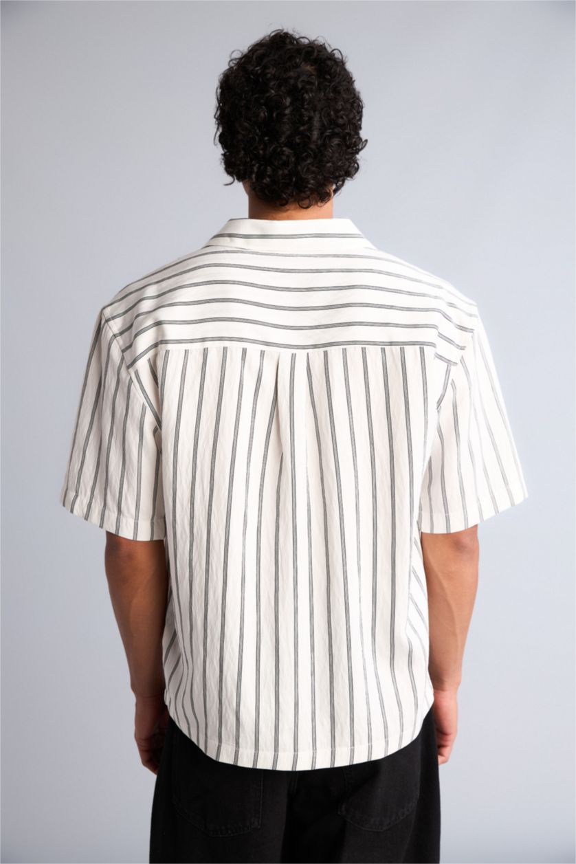 Erkek Beyaz Boxy Fit Kısa kollu Gömlek