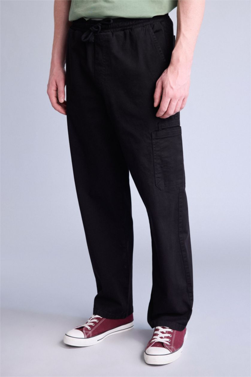Erkek Siyah Baggy Fıt Pantolon