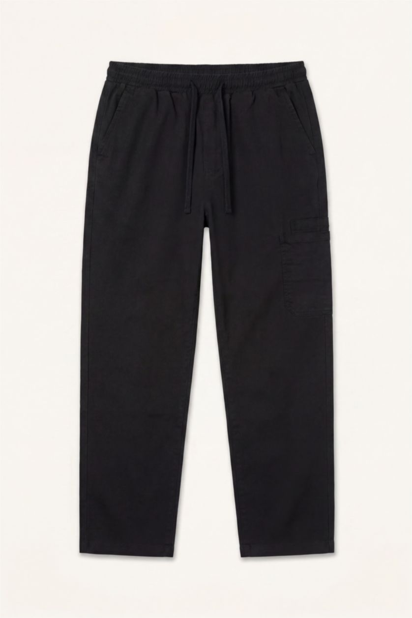 Man Black Baggy Fit Trousers