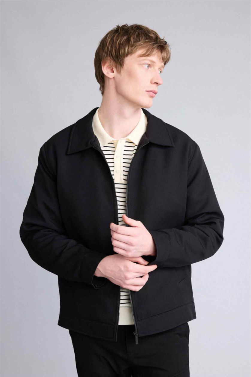 رجال أسود جاكيت قصة عادية بياخة بولو مبطن