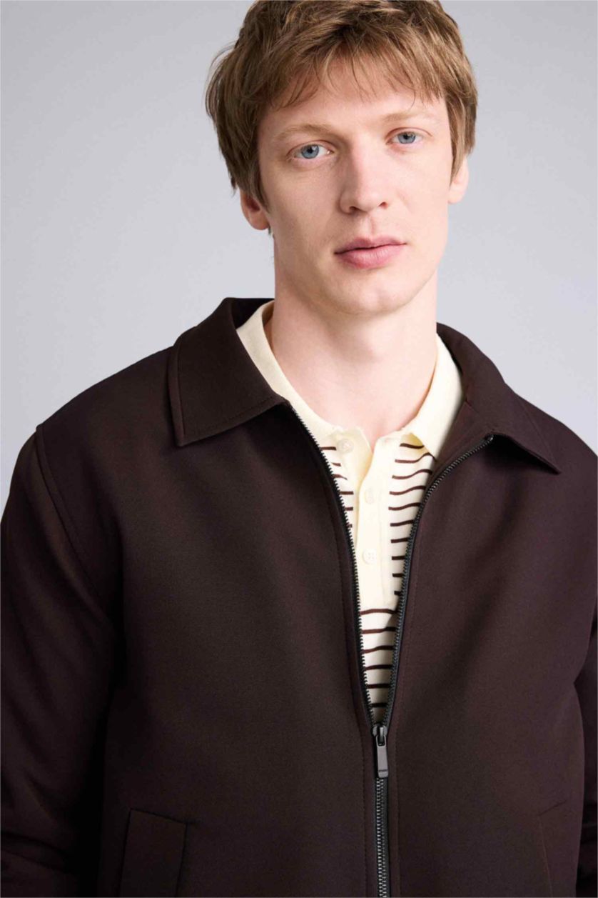 Man Brown Regular Fit Lined Puffer Jacket