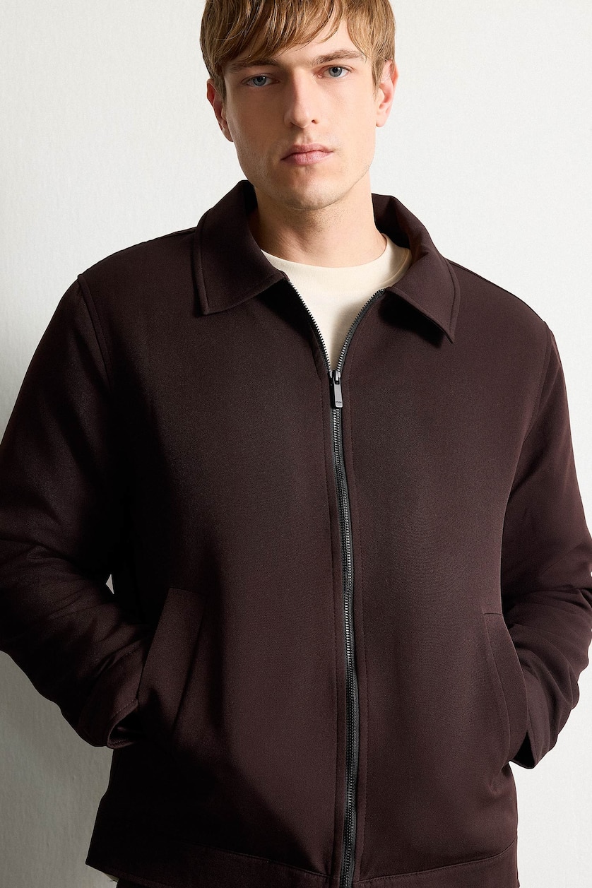 Erkek Kahve REGULAR FIT Polo Yaka Mont