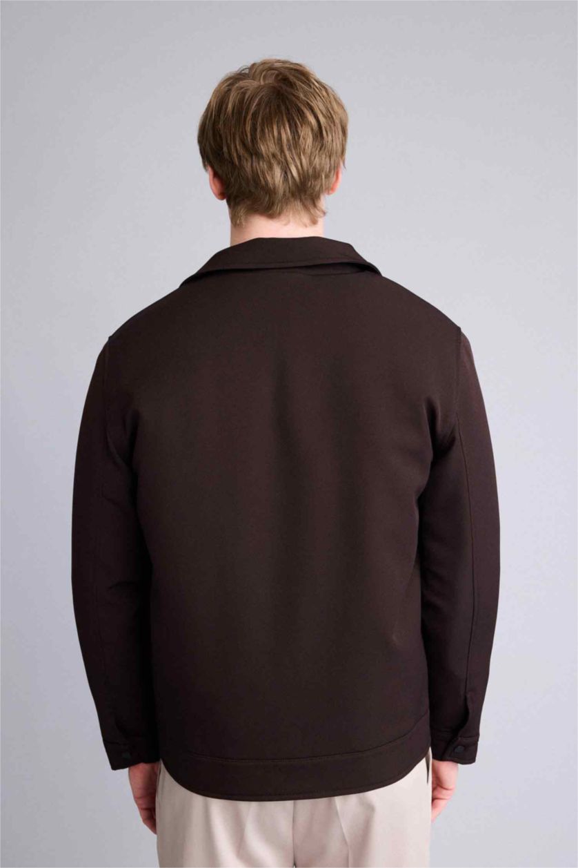 Man Brown Regular Fit Lined Puffer Jacket