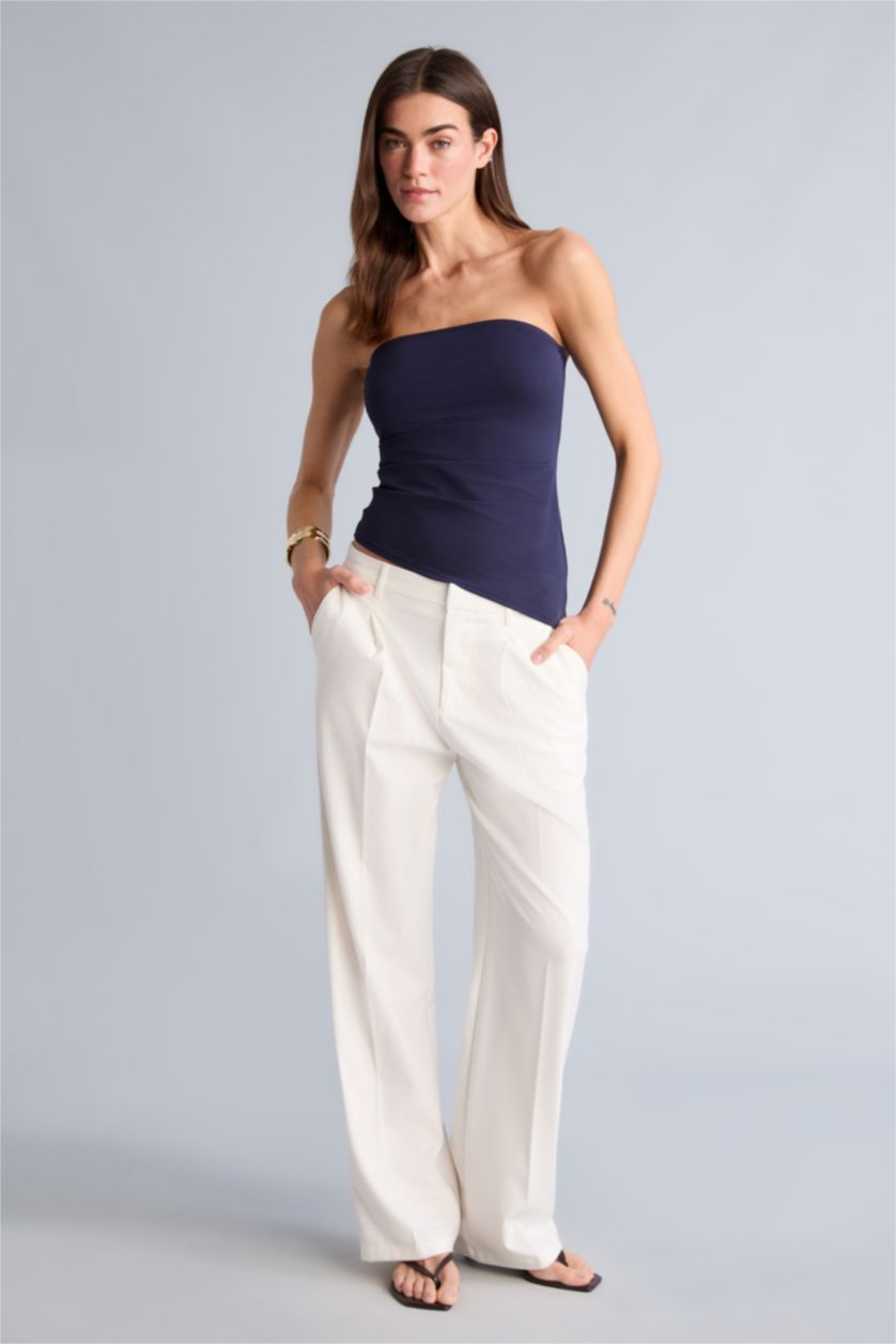 Kadın Lacivert Slım Fıt Straplez Bürümcük Atlet