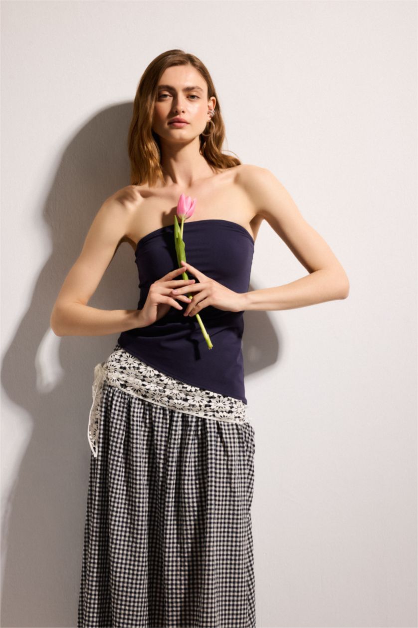Women NAVY Slim Fit Strapless Tank Top