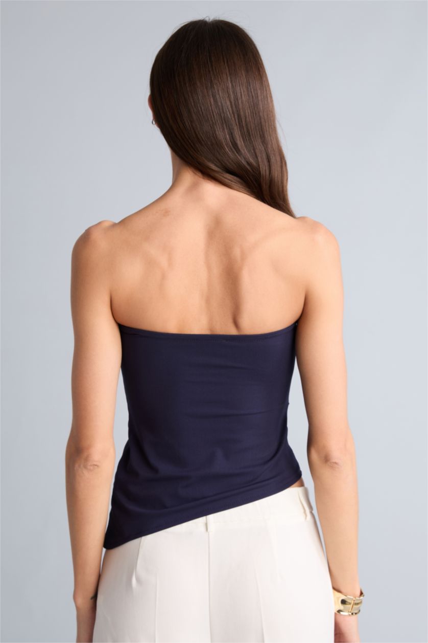 Kadın Lacivert Slım Fıt Straplez Bürümcük Atlet