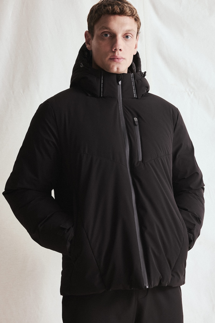 Men Black Zipper Puffer Jacket