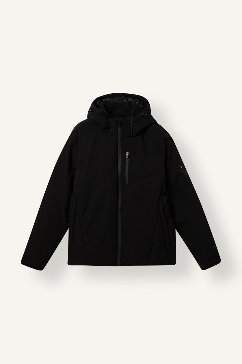 Men Black Zipper Puffer Jacket