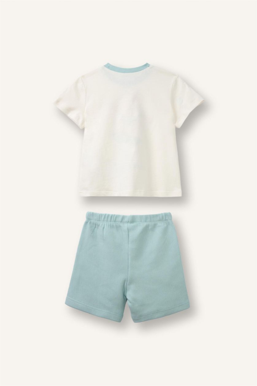 Erkek Bebek Mint %100 Pamuk Hayvan Baskılı 2'Li Pijama Takım Erkek Bebek