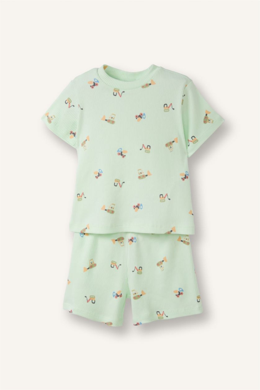 Erkek Bebek Mint Fitilli Kaşkorse 2'li Pijama Takım
