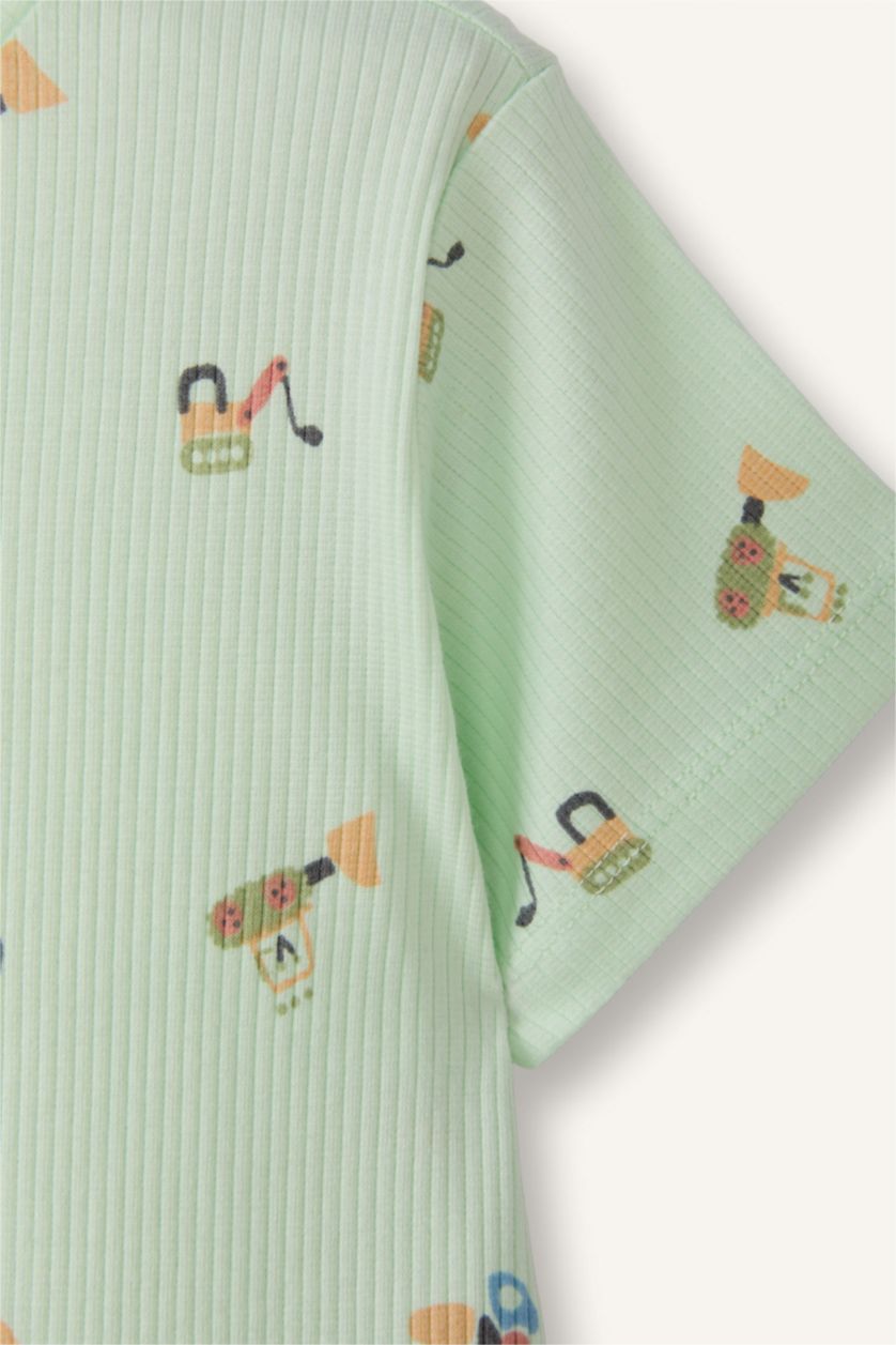 Erkek Bebek Mint Fitilli Kaşkorse 2'li Pijama Takım