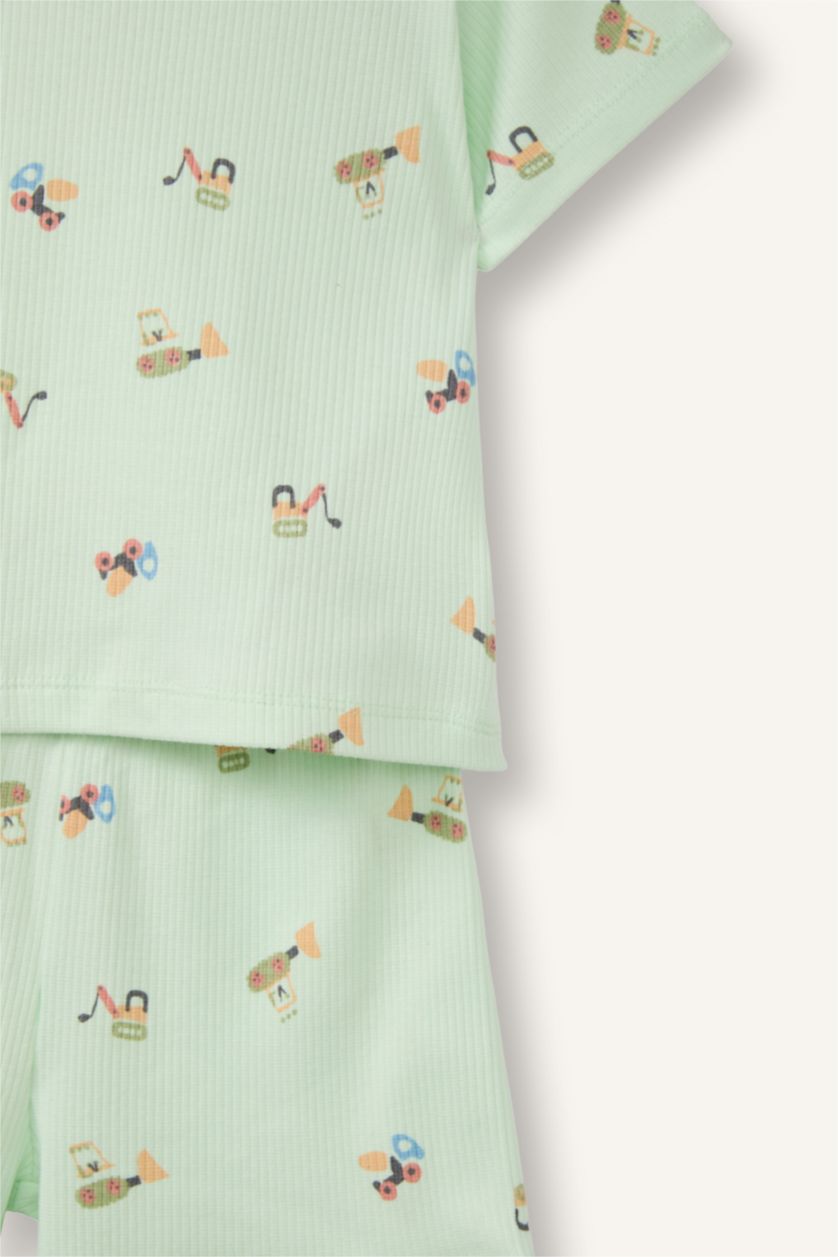 Erkek Bebek Mint Fitilli Kaşkorse 2'li Pijama Takım