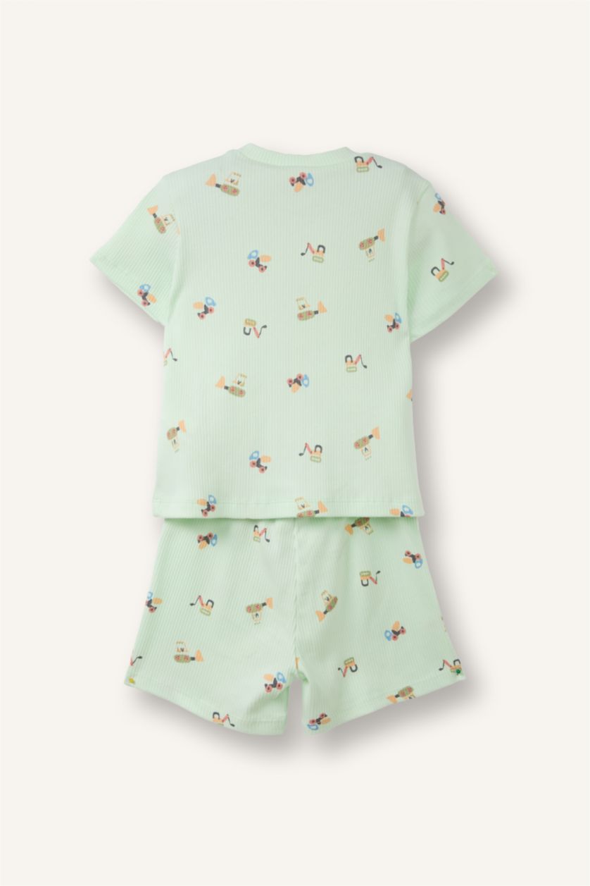 Erkek Bebek Mint Fitilli Kaşkorse 2'li Pijama Takım