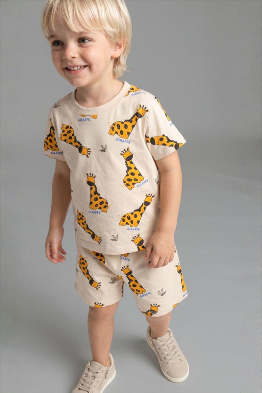 Erkek Bebek Açık Sarı 2'li Pijama Takımı Erkek Bebek