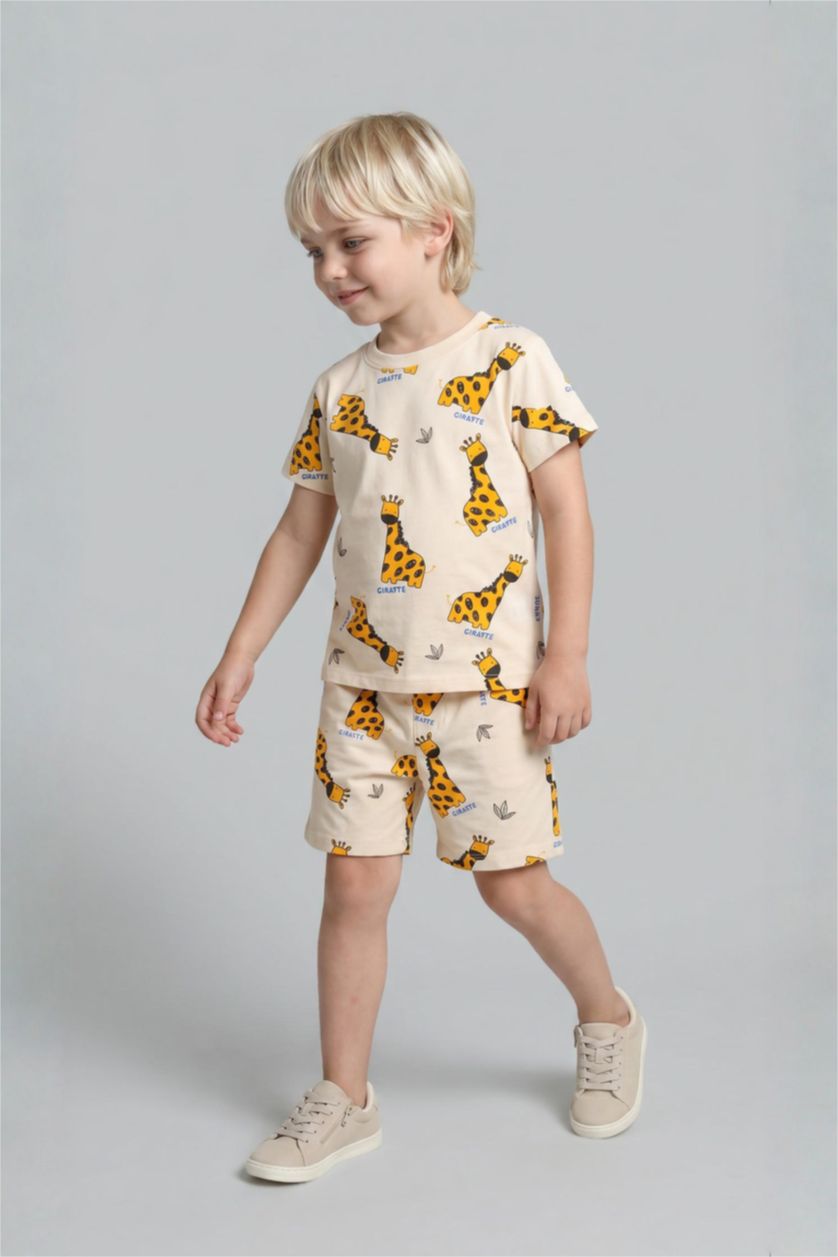 Erkek Bebek Açık Sarı 2'li Pijama Takımı Erkek Bebek
