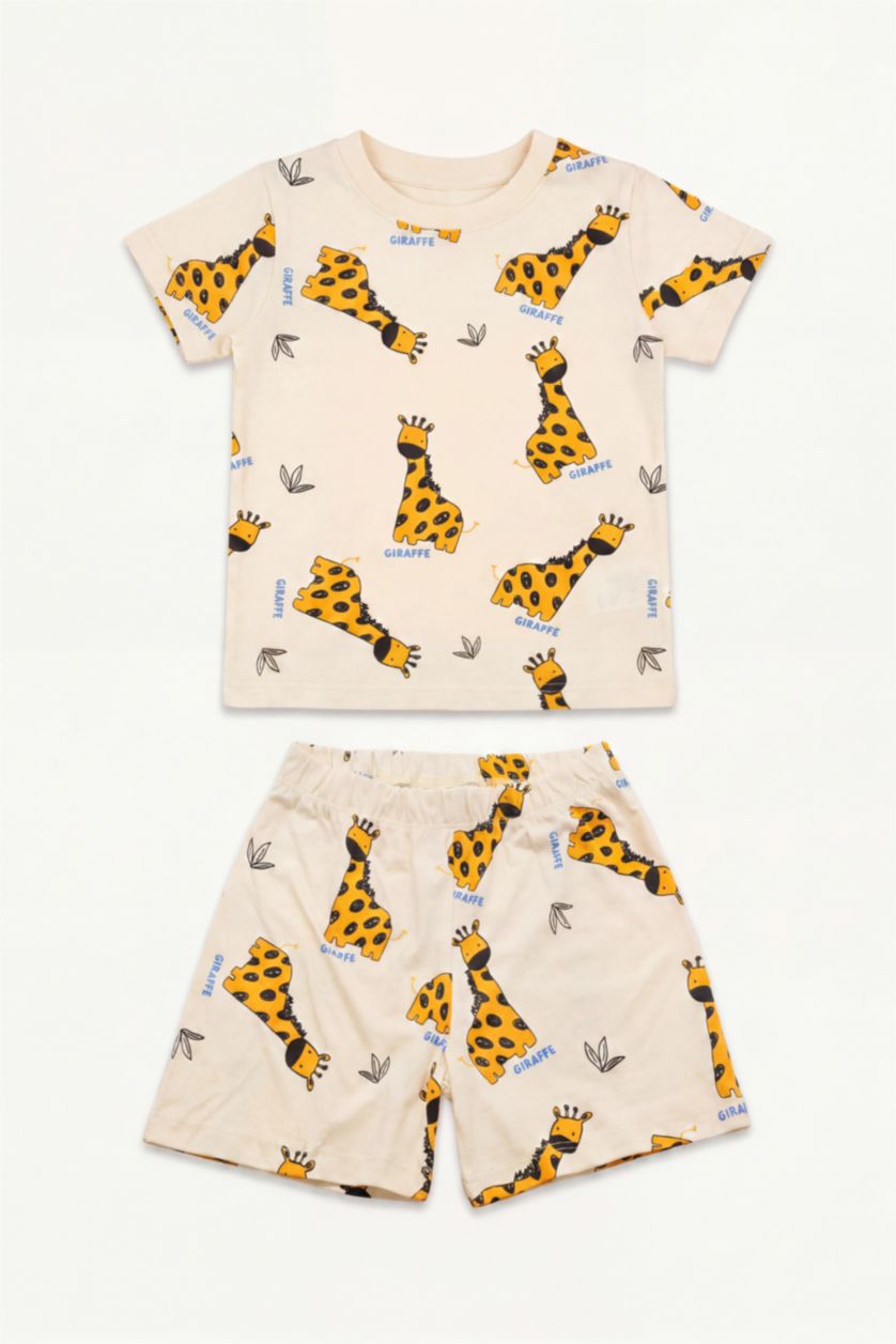 Erkek Bebek Açık Sarı 2'li Pijama Takımı Erkek Bebek