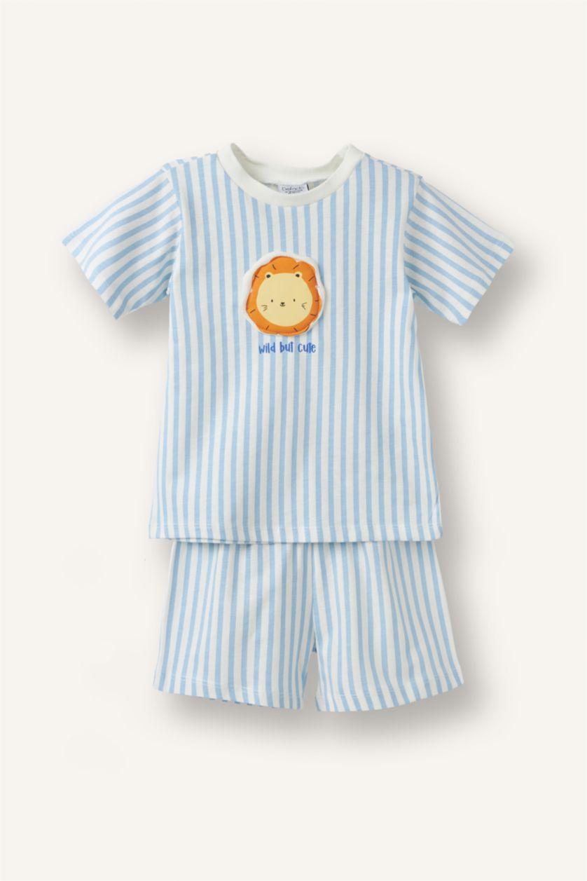 Baby Boys Blue 2 piece Regular Fit Knitted Pyjamas