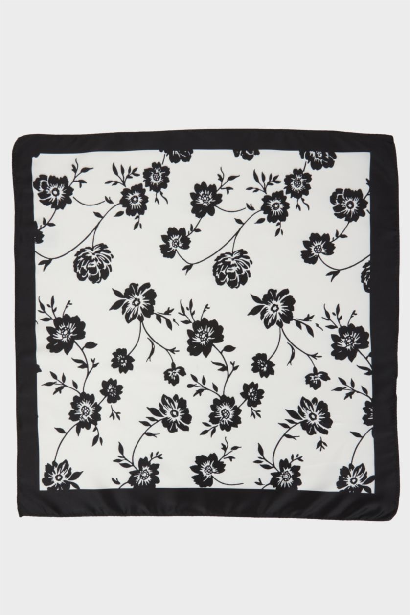 Kız Çocuk - Genç Kız Siyah Desenli Saten Fular Kız Çocuk