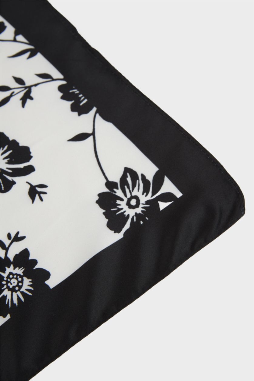 Kız Çocuk - Genç Kız Siyah Desenli Saten Fular Kız Çocuk