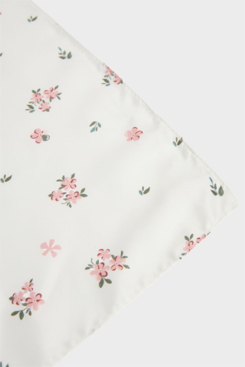 Kız Çocuk - Genç Kız Bej Desenli Saten Fular Kız Çocuk