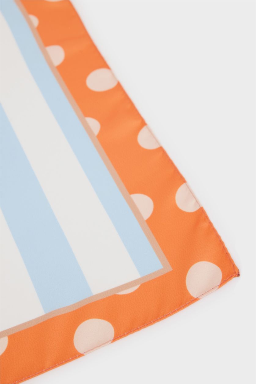 بنات برتقالي سكارف بناتي ستان منقوش