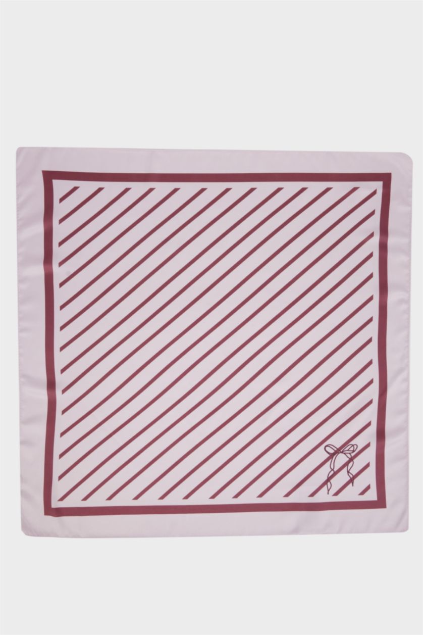 Kız Çocuk - Genç Kız Açık Pembe Desenli Saten Fular Kız Çocuk