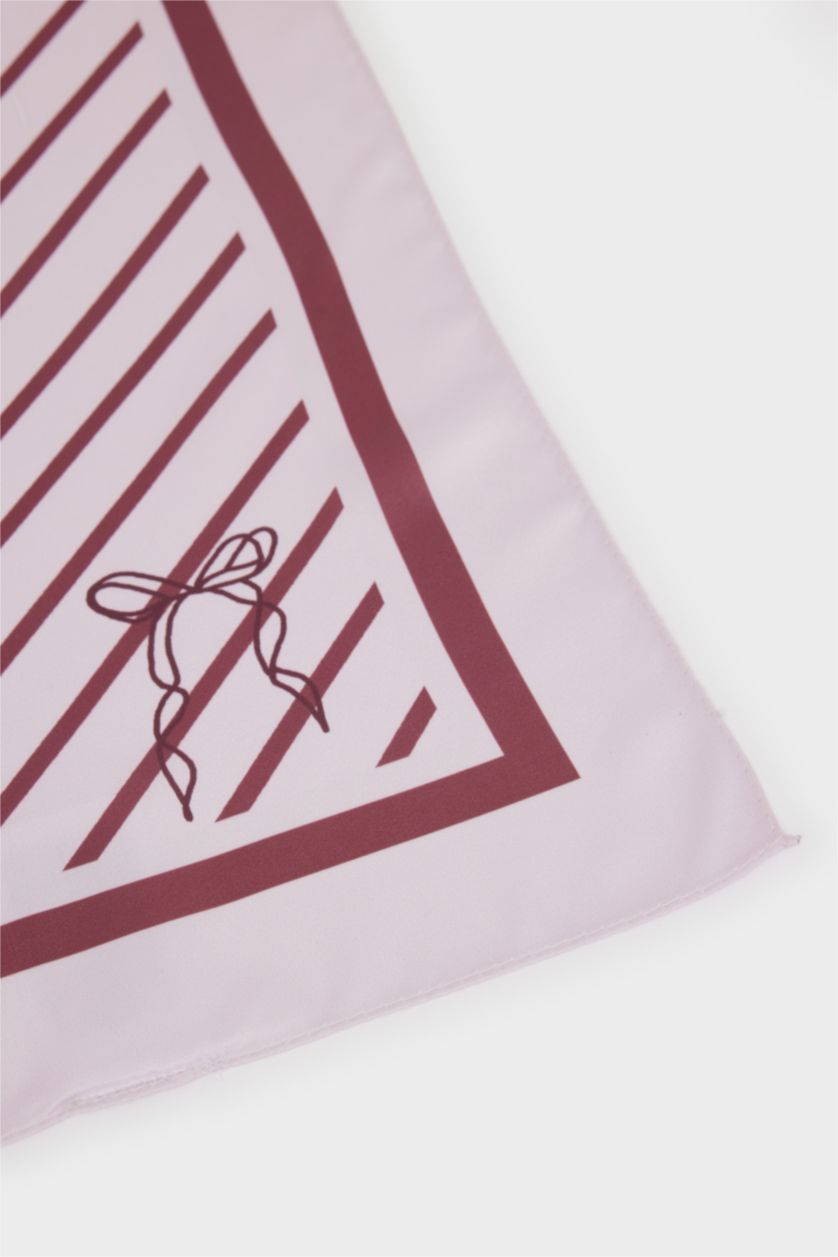 Kız Çocuk - Genç Kız Açık Pembe Desenli Saten Fular Kız Çocuk